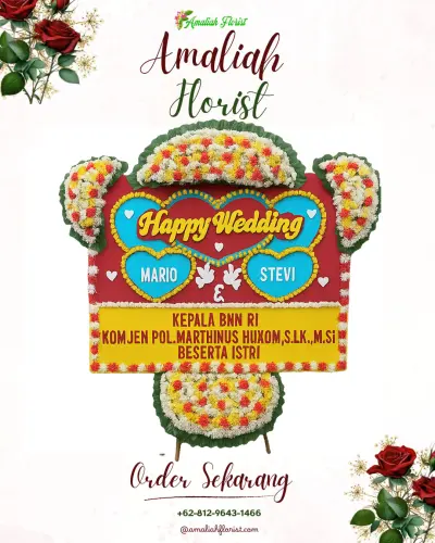 Karangan Papan Bunga Pernikahan di Jambon